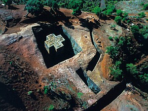Vue du ciel - Ethiopia - Lalibela - Welo Province - Bet Giorgis Monolithic Church